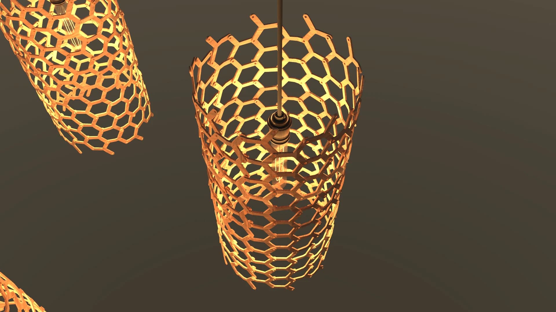 A family of honeycomb pendants suspended at different heights