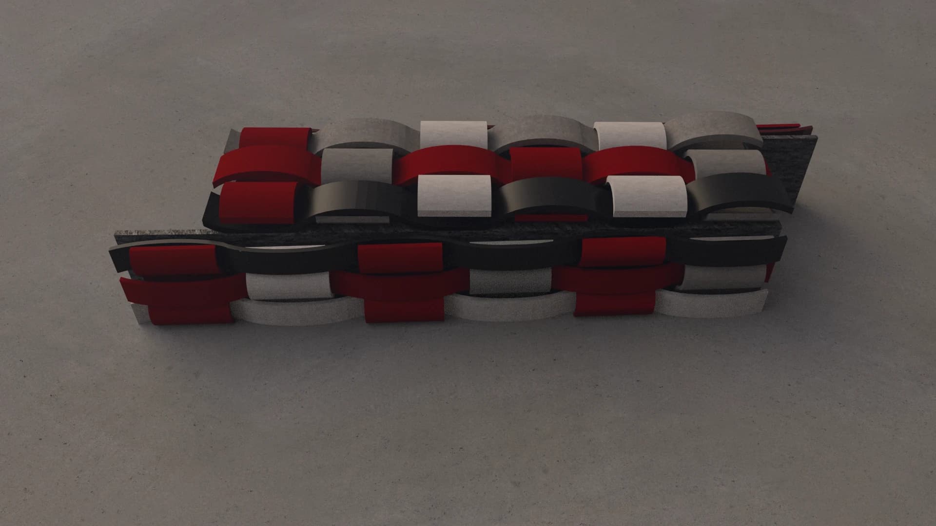 A softer red and white variation of the same modular study