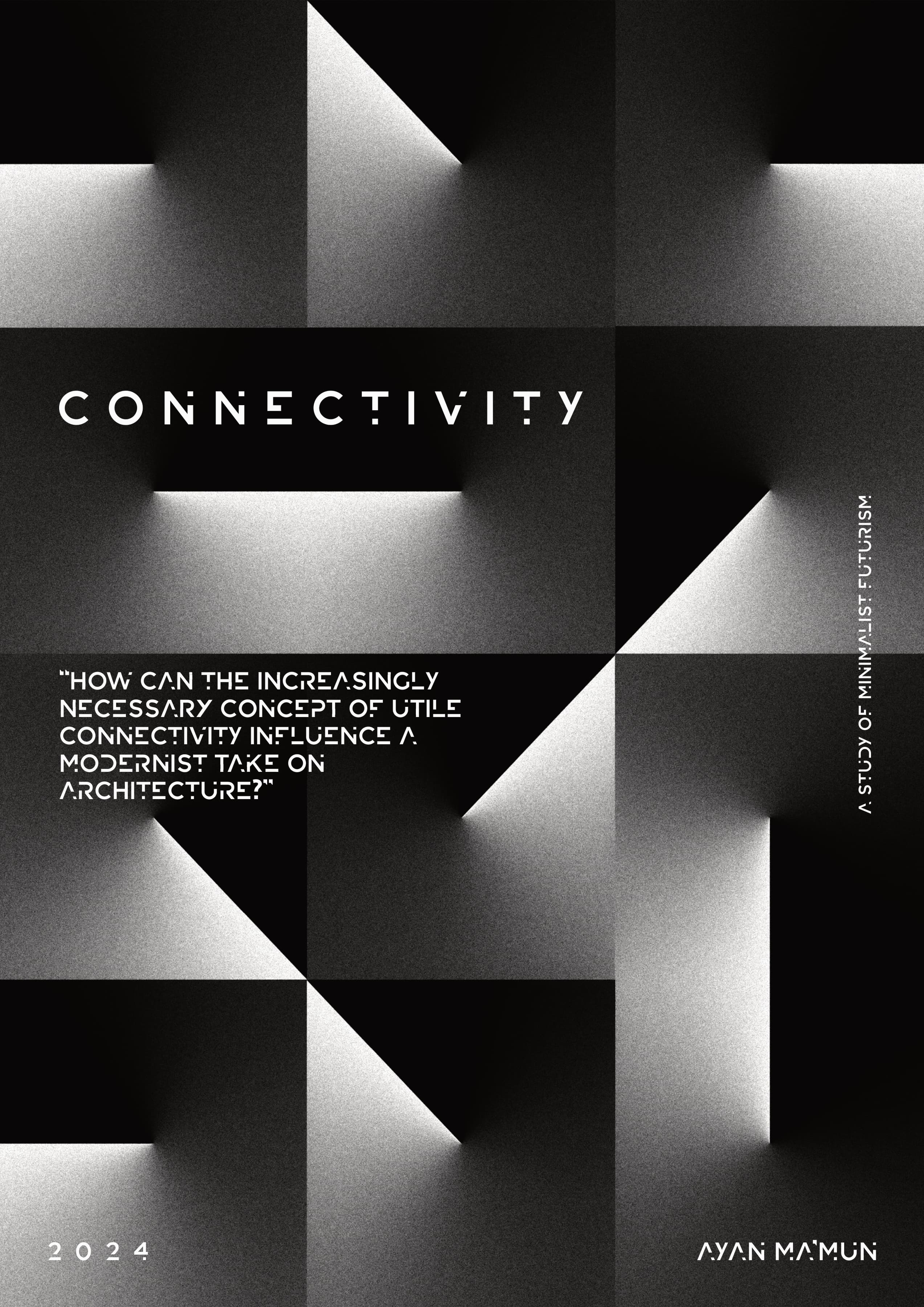 Connectivity cover using a monochrome grid of light, shadow and geometric forms