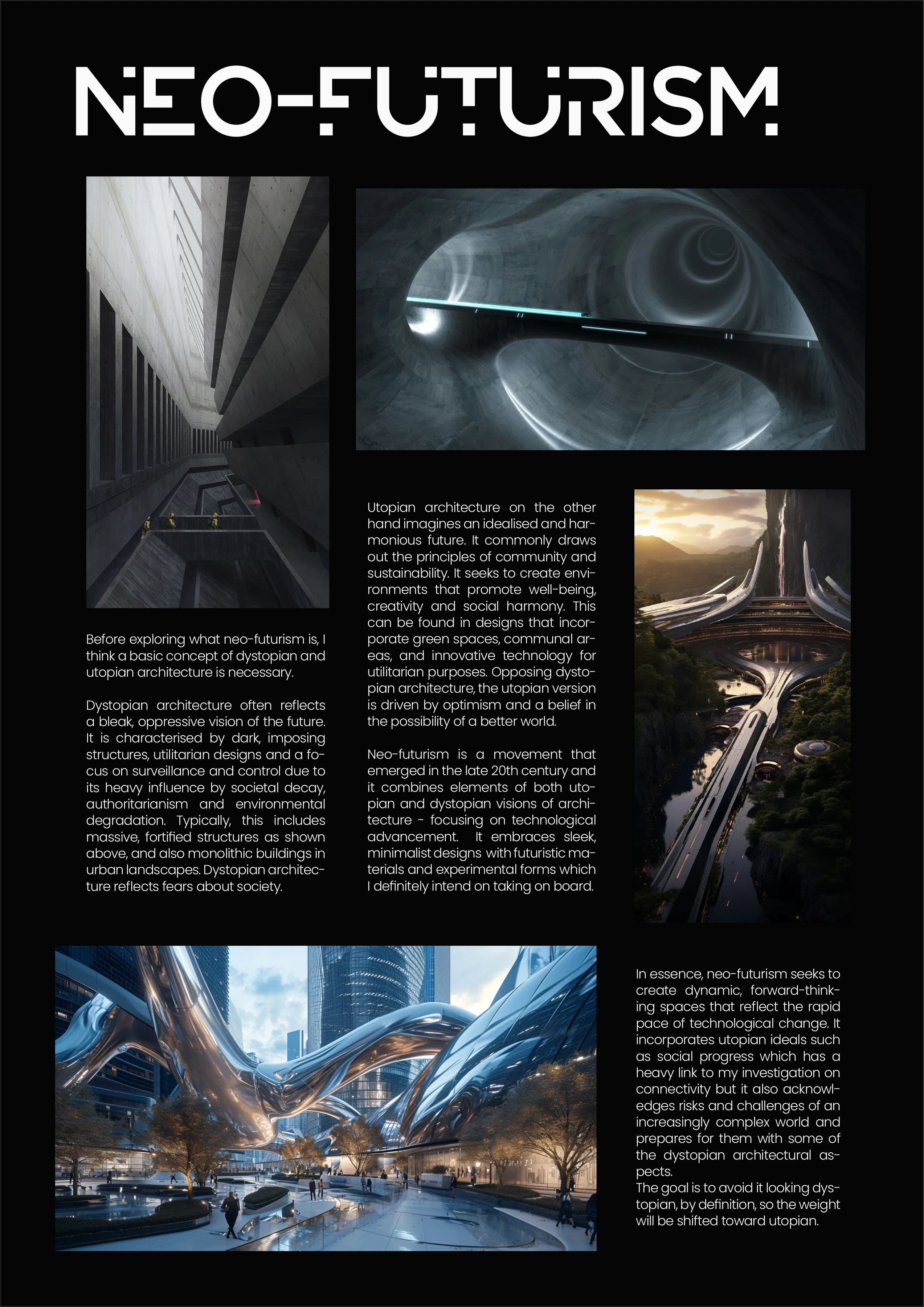 Neo-futurism research page exploring fluid architectural forms