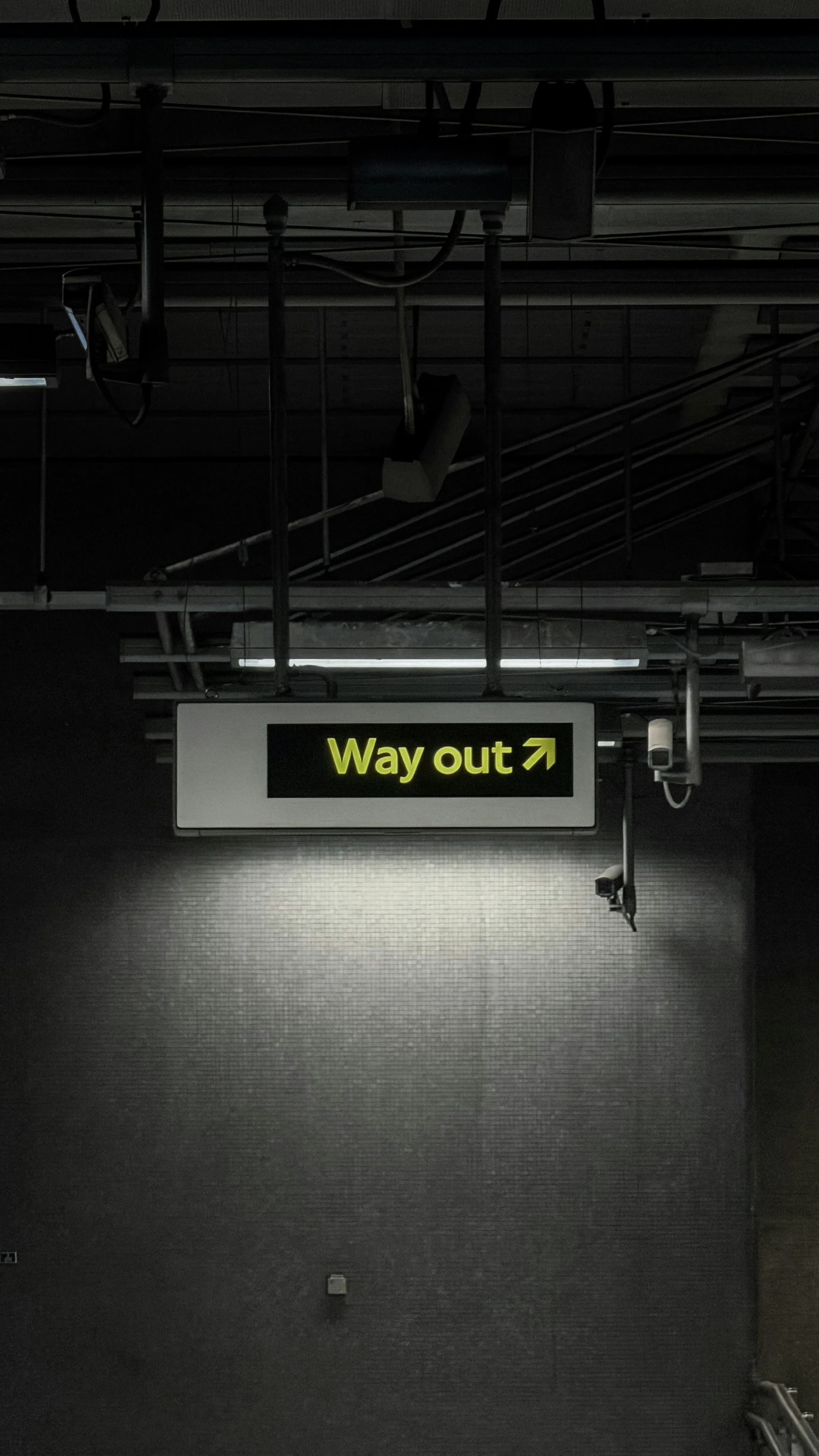 Way out sign with arrow pointing right