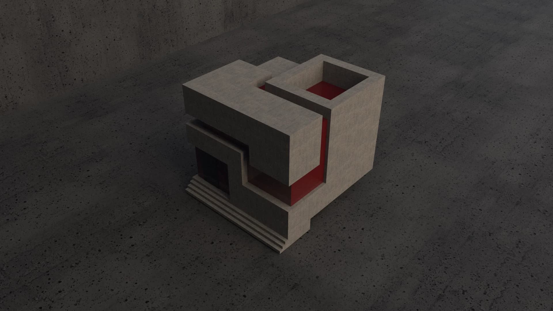 Elevated view of the red-lined voids and compact footprint