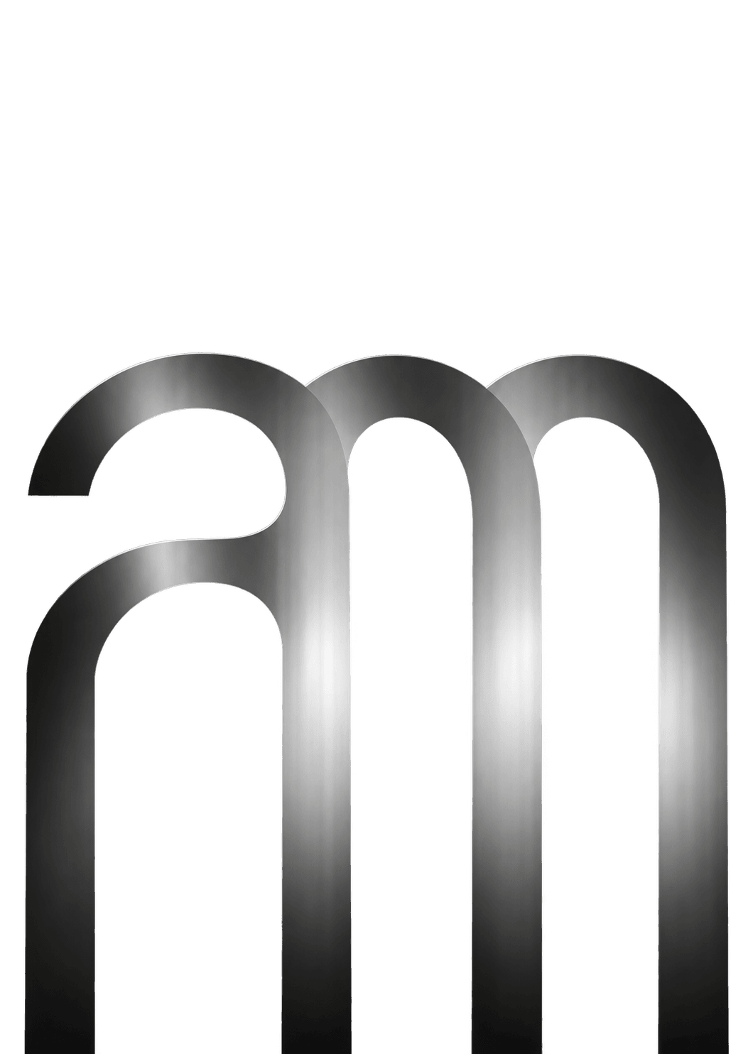 Ayan Mamun’s AM monogram formed from minimal silver arches fading into darkness